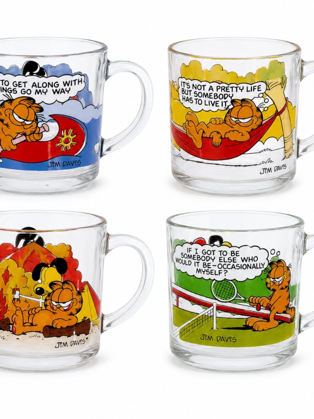 McDonald’s Vintage 1978 Garfield Cartoon Glass Mug Set – Set of 4